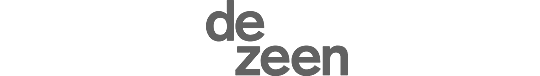 de Zeen logo, semi-bold grey on white background, with link