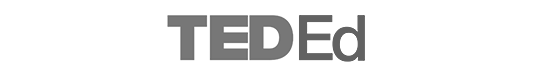 TEDEd logo, bold grey on white background, with link